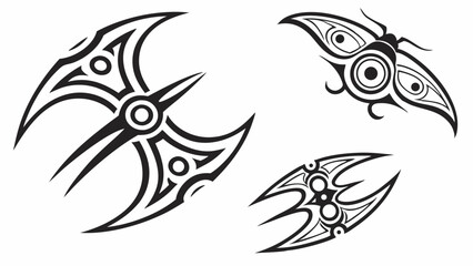 Obraz premium Tribal Tattoo Designs: Abstract Butterfly and Wing Motifs