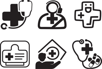 Medical Icons Set for Healthcare Professionals and Institutions, Collection of Medical Symbols in a Clean Design
