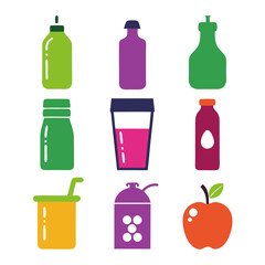 Colorful graphic arrangement of bottles and beverage containers