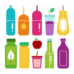 Colorful Flat Design Fruit Juice and Smoothie Illustration