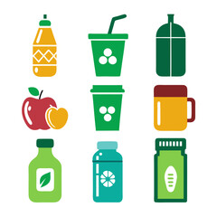 Minimalistic vector set of various drink and food containers