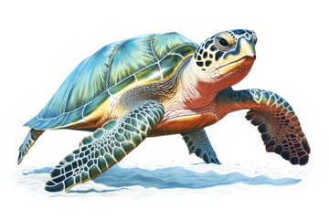Sea turtle reptile drawing animal.