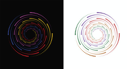 Abstract background with circles,Modern abstract background. Halftone dots in spiral. Round logo, design element or icon,Modern abstract background. Halftone dots in circle form. Round logo..