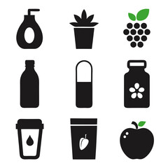 Icons of daily life healthy lifestyle and nature