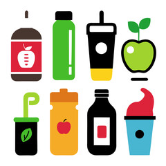 Healthy colorful drink vectors illustrating different fruit drinks options