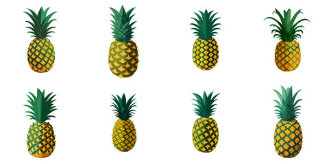 Multiple vector illustrations pineapple

