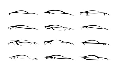 various car silhouette outline logo collection
