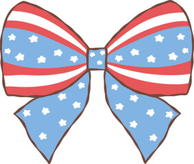 Coquette 4th of July ribbon bow stars 