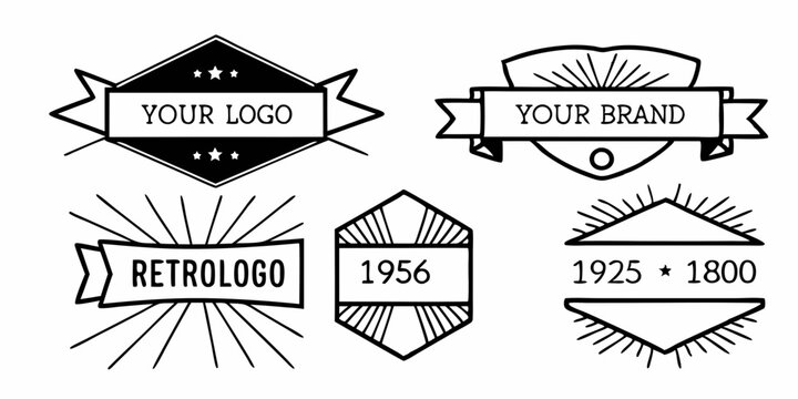Collection of Vintage Style Logo and Badge Designs with Space for Custom Text and Branding Elements