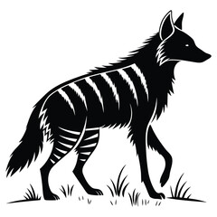 Obraz premium Black and white fox vector illustration of a wild animal head silhouette