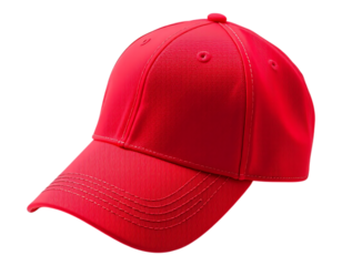 Vibrant Red Baseball Cap on Transparent Background