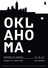 USA Oklahoma City typography minimalist vector poster for event, national festival, independence day, holiday layout. Brochure, leaflet, flyer, presentation image template for America