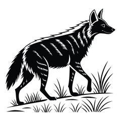 Fototapeta premium Black fox silhouette vector illustration isolated on white, a wild animal predator