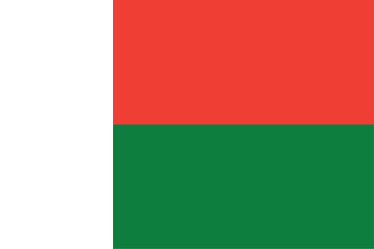 Nationall flag of Republic of Madagascar. Vector illustration
