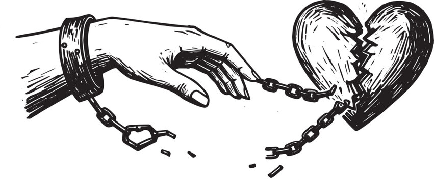 Illustration symbolizing release and forgiveness from past heart
