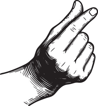 Woodcut Illustration of a Hand Gesture Symbolizing Love and Affe