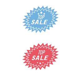 Top Sale Badges Red, Blue Starburst Design,