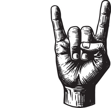 Hand gesture illustrating devil horns rock and roll symbol in vi