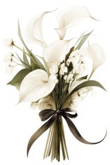 Obraz na płótnie Canvas Black coquette white flower bouquet flowers art illustration.