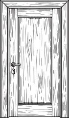 Elegant wooden door woodcut drawing perfect for interior design