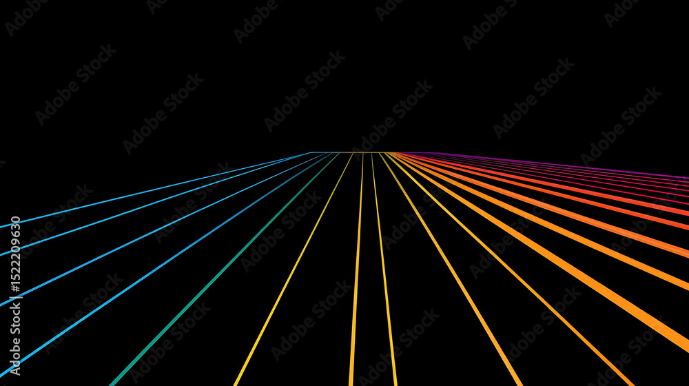 Fototapete colorful geometric lines arranged in a clean and precise abstract vector style on a black background