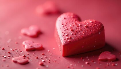 Close-up of a single red heart-shaped Valentine's Day candy Sweet, romantic, festive , love, shape, color