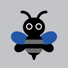 Cute vector bee with big eyes, simple design, perfect for kids' projects and decor.