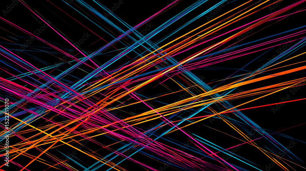 Fototapete colorful geometric lines arranged in a clean and precise abstract vector style on a black background