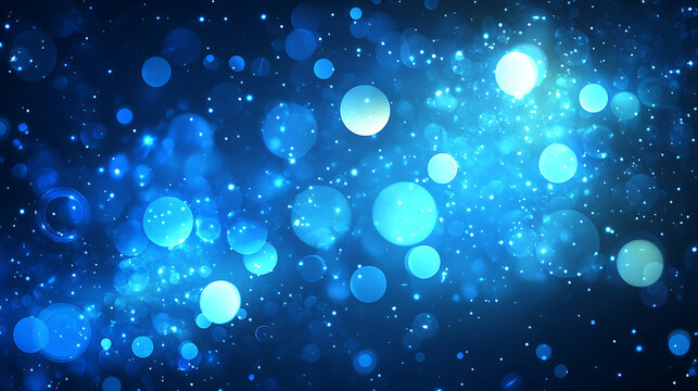 Abstract blue bokeh effect with sparkling lights