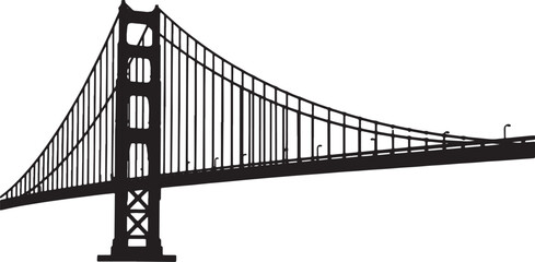Obraz premium Monochrome Woodcut Style Silhouette of the Golden Gate Bridge