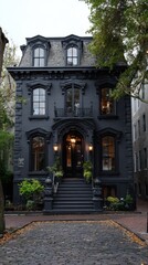 Fototapeta premium A stunning image of elegant black house.
