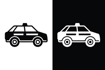 Sheriff and Police Car Vector Icon. Isolated Black Silhouettes