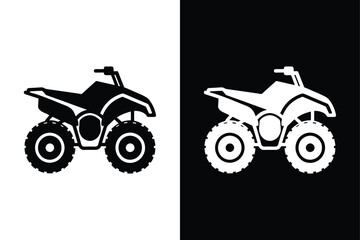 Quad Bike Icon Design. Modern Black and White ATV Silhouette Vector
