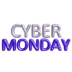 Cyber monday sale 3d inflated balloon text. Cyber monday 3d rendered icon