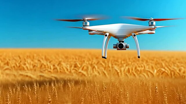 Drone Agriculture: Aerial View of Golden Wheat Field