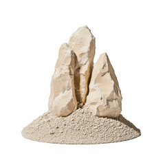 Spiky asteroid with protruding rock formations and a dusty uneven surface isolated on a transparent background 