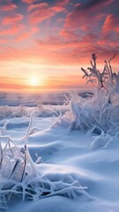 an AI Image Generator, Intricate Frost Patterns on a Frozen Surface