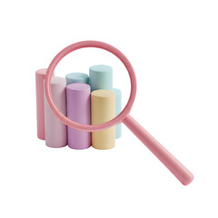 Pastel Cylinders Under Magnifying Glass Data Analysis Visualization transparent background