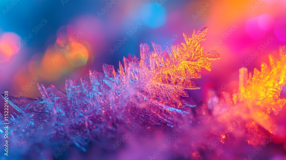 Wall mural vibrant and colorful ice crystals create an enchanting scene. beautiful patterns emerge in the cold.