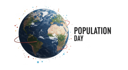 3d Globe Earth Population Day Design on Transparent Background