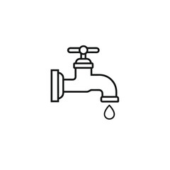 Water dropping tap icon line art vector illustration.