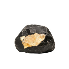 Massive asteroid with a glowing molten core and cracked rocky exterior isolated on a transparent background 