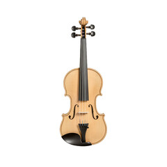 Vintage wooden violin with intricate carvings and a rich brown finish isolated on a transparent background 