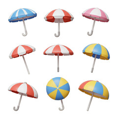 Obraz premium 3d Illustration Of Assorted Beach Umbrellas On Transparent Background