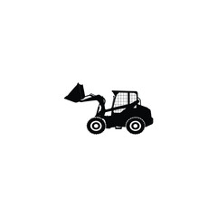 Mini Skid Steer Loader Silhouette on White Background – Modern Construction Tool Vector