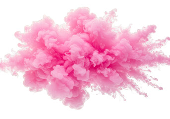 Fototapeta premium Abstract Pink Smoke Cloud Explosion on Transparent Background