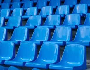 Arrangement of bright stadium seats, closeup abstract photo