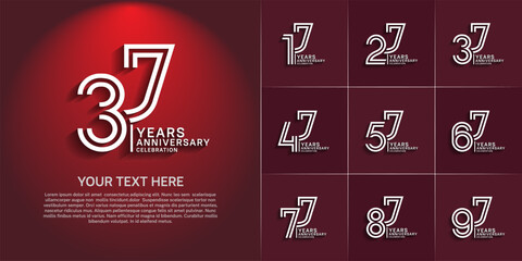 Anniversary logo set with double line number style. silver color can be use for special moment