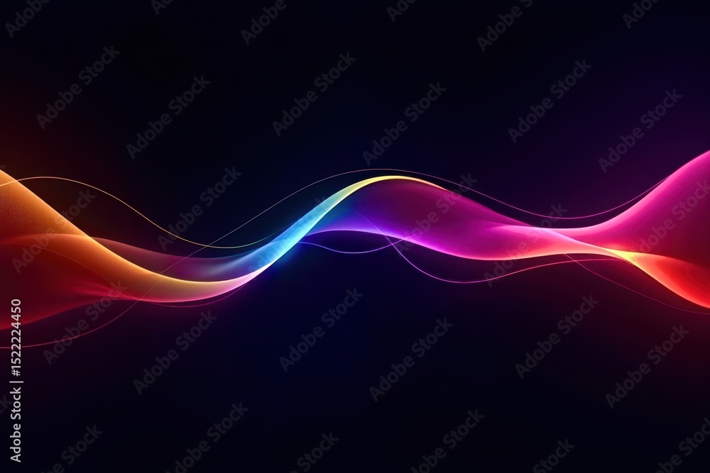 Poster a colorful wave of light is displayed on a black background