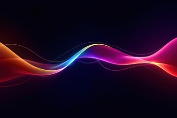 A colorful wave of light is displayed on a black background